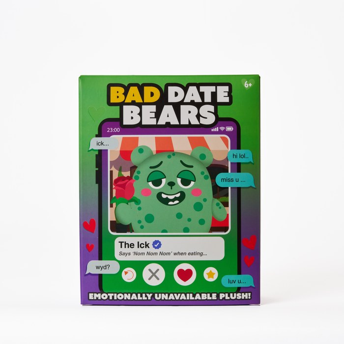 7-inch Bad Date Bear plushie in dating app box